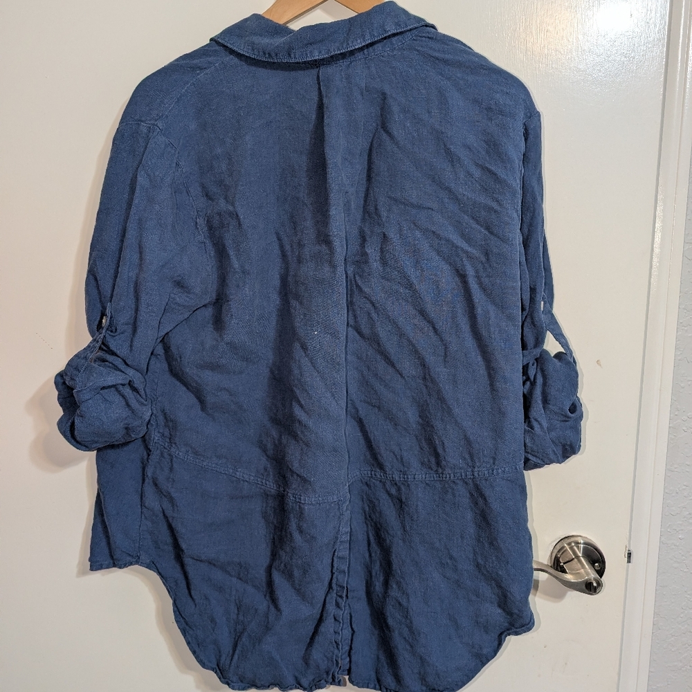 Women's Blue Button Down - Large - Picture 3 of 4